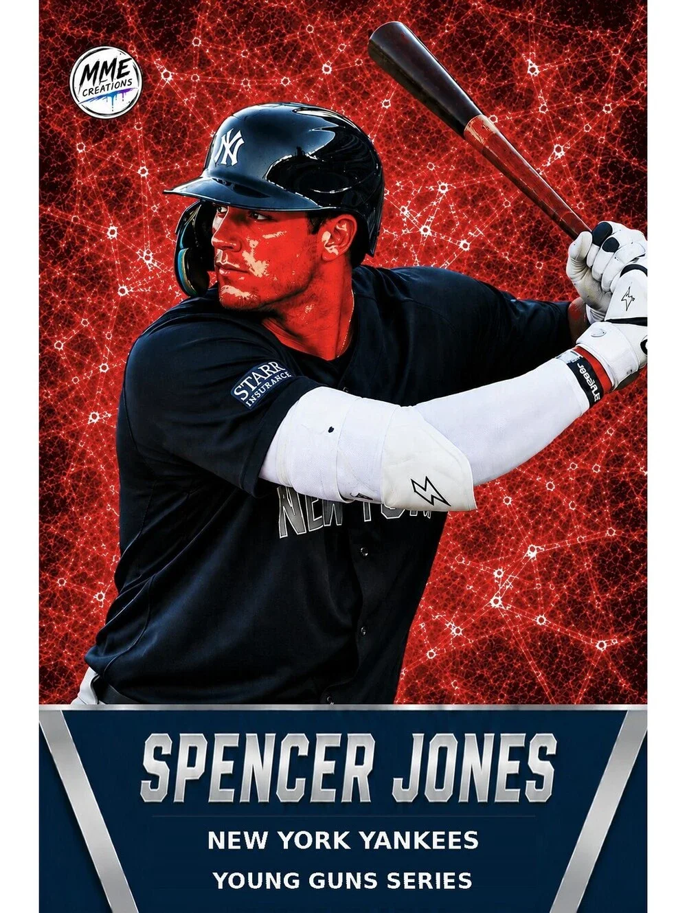 4235 Spencer Jones | Young Guns | Laminated Custom Baseball Card | Red Ice